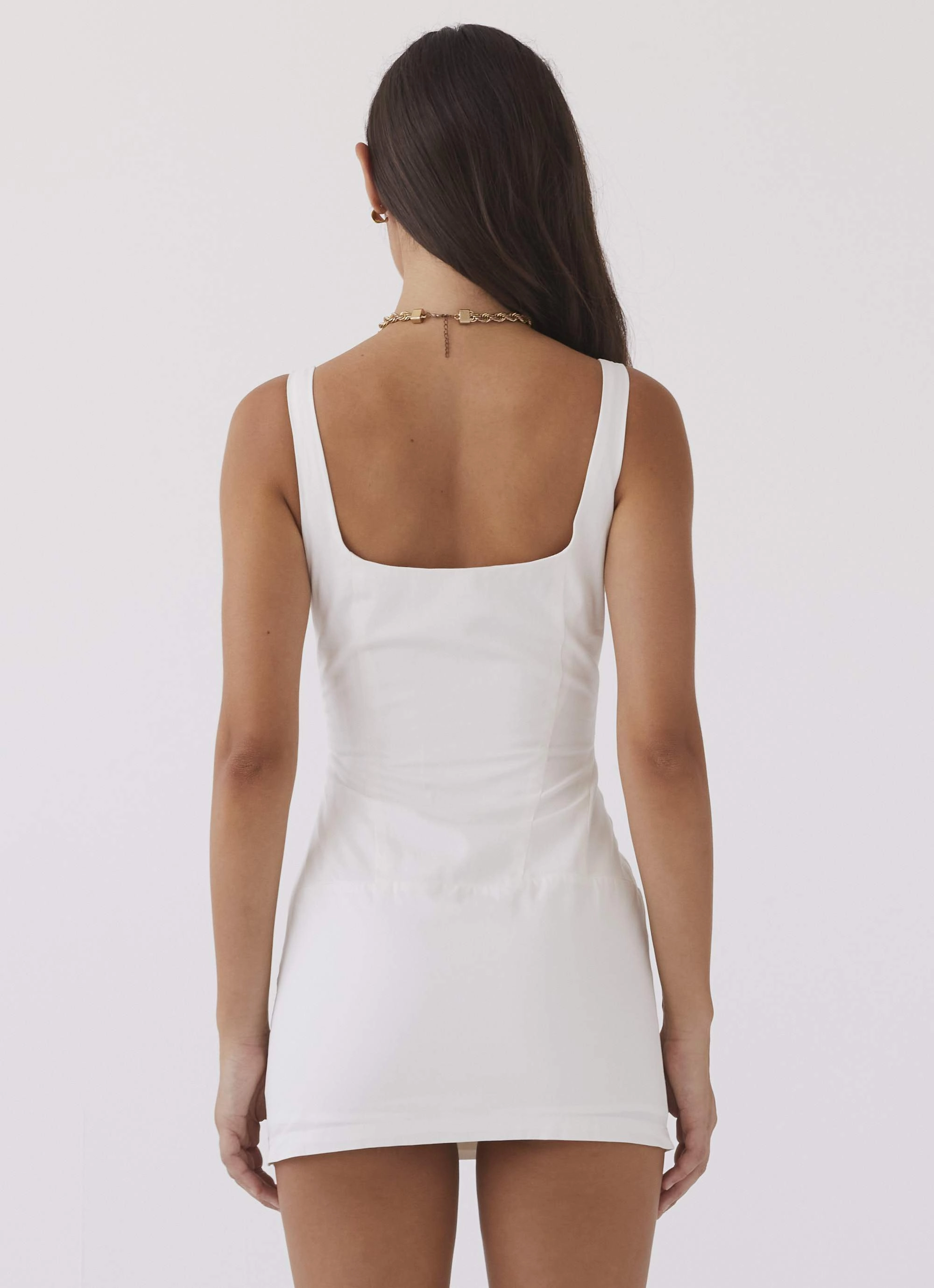 Casey Lace Up Mini Dress - White Refined Feel