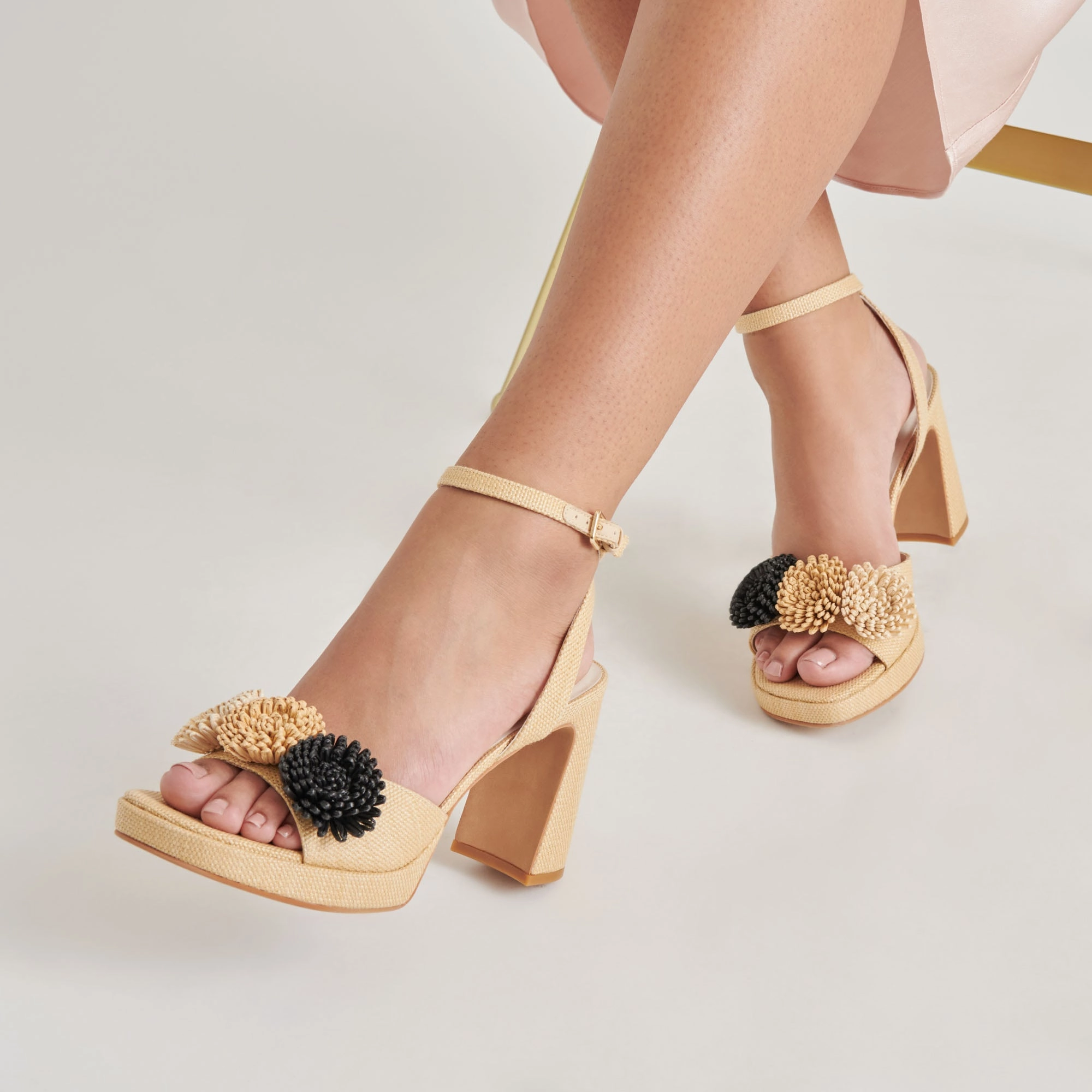 Casual Wear OLIVEA HEELS BLACK NATURAL RAFFIA