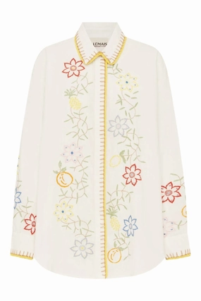 Olivia Embroidered Shirt Lace Accent