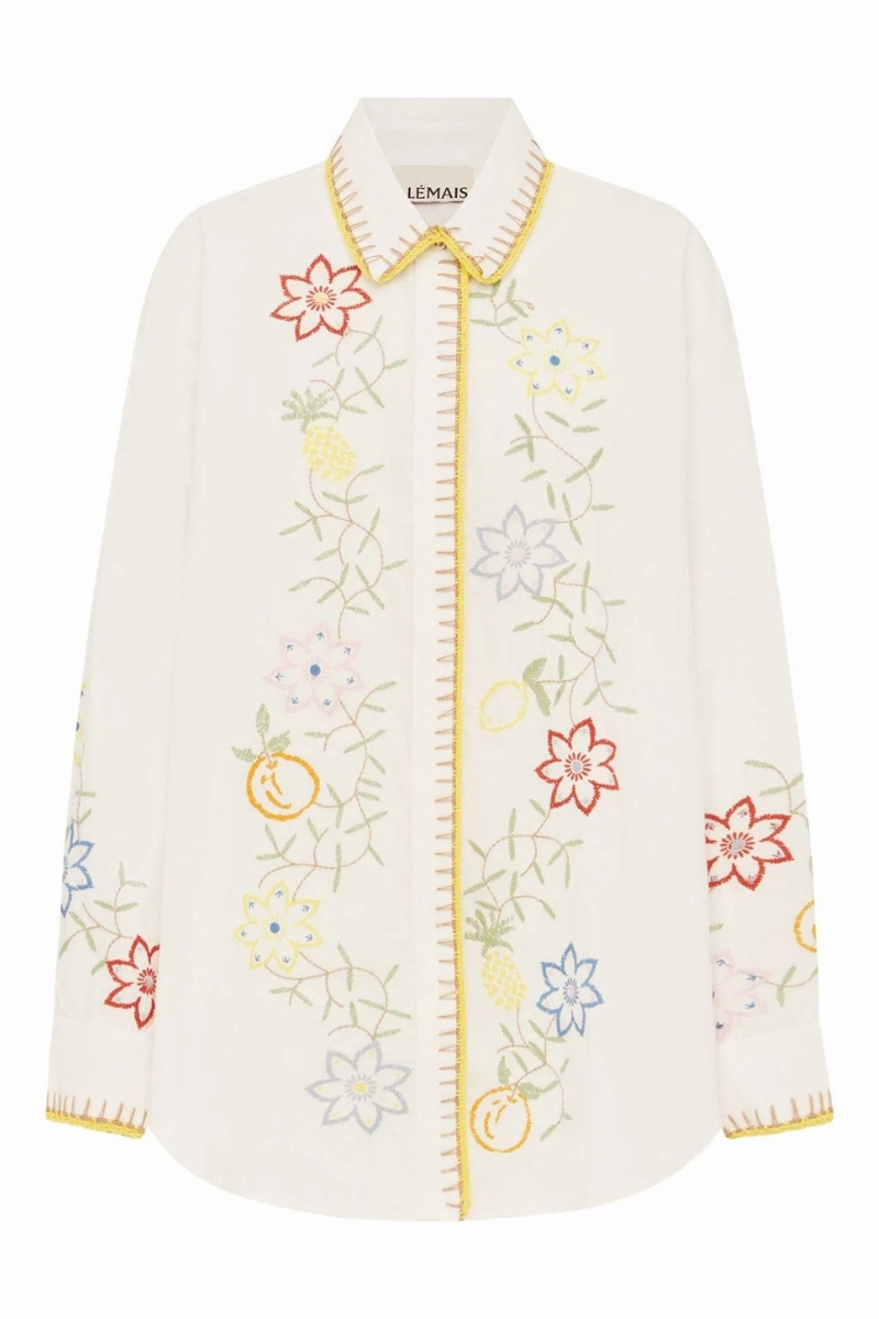 Olivia Embroidered Shirt Lace Accent