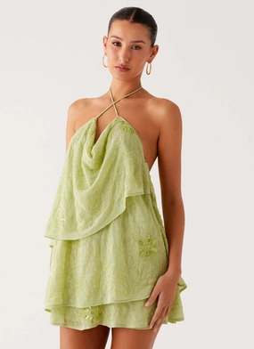 On The Go Beaded Mini Dress - Mint Versatile and Comfortable loose silhouette