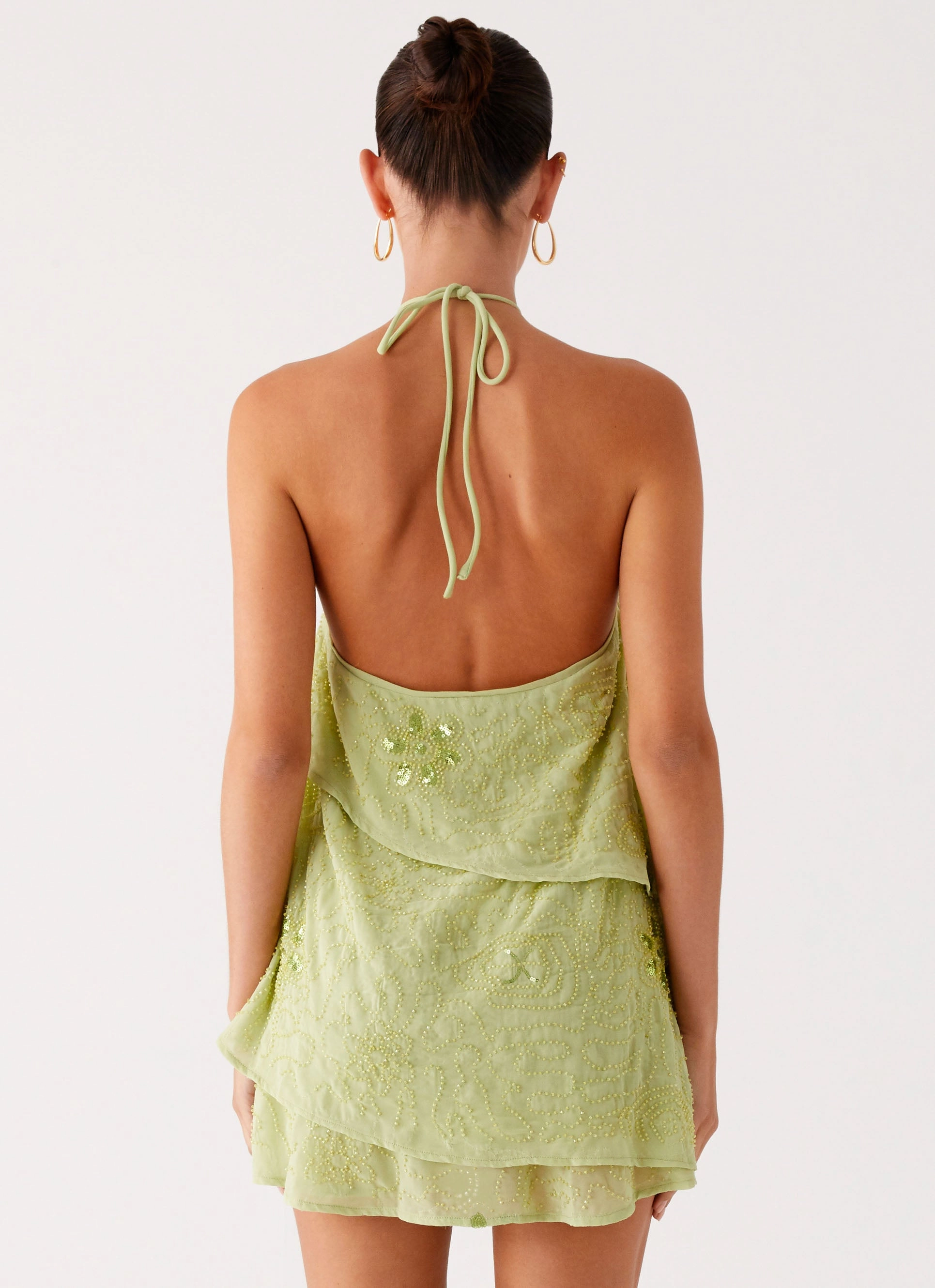 On The Go Beaded Mini Dress - Mint Elegant Mood Grass Soft