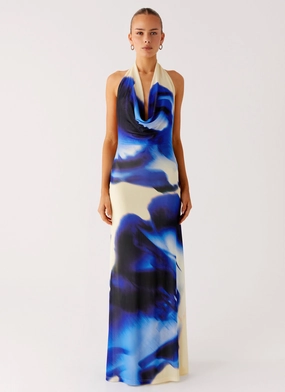 Button-front Only A Feeling Cowl Neck Maxi Dress - Heirloom Floral