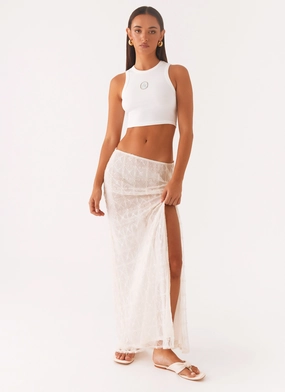 Performance Fashion Opal Sequin Maxi Skirt - White