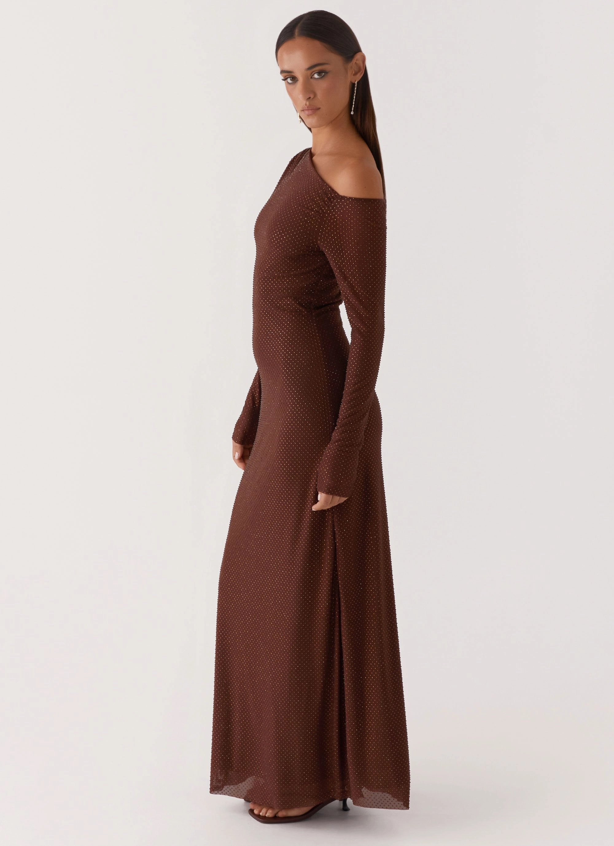 Casual-Look Oriana Sequin Maxi Dress - Chocolate