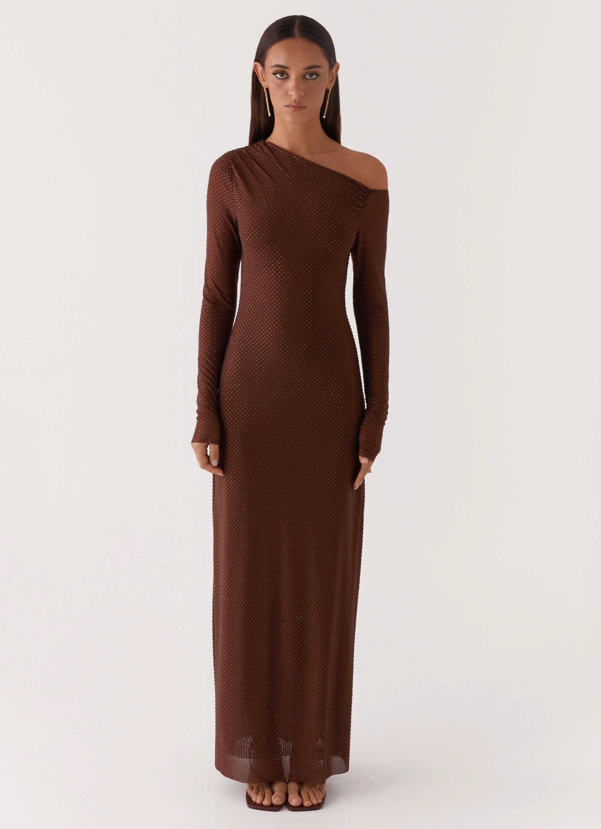 Oriana Sequin Maxi Dress - Chocolate Trendy Layer Sophisticated Design