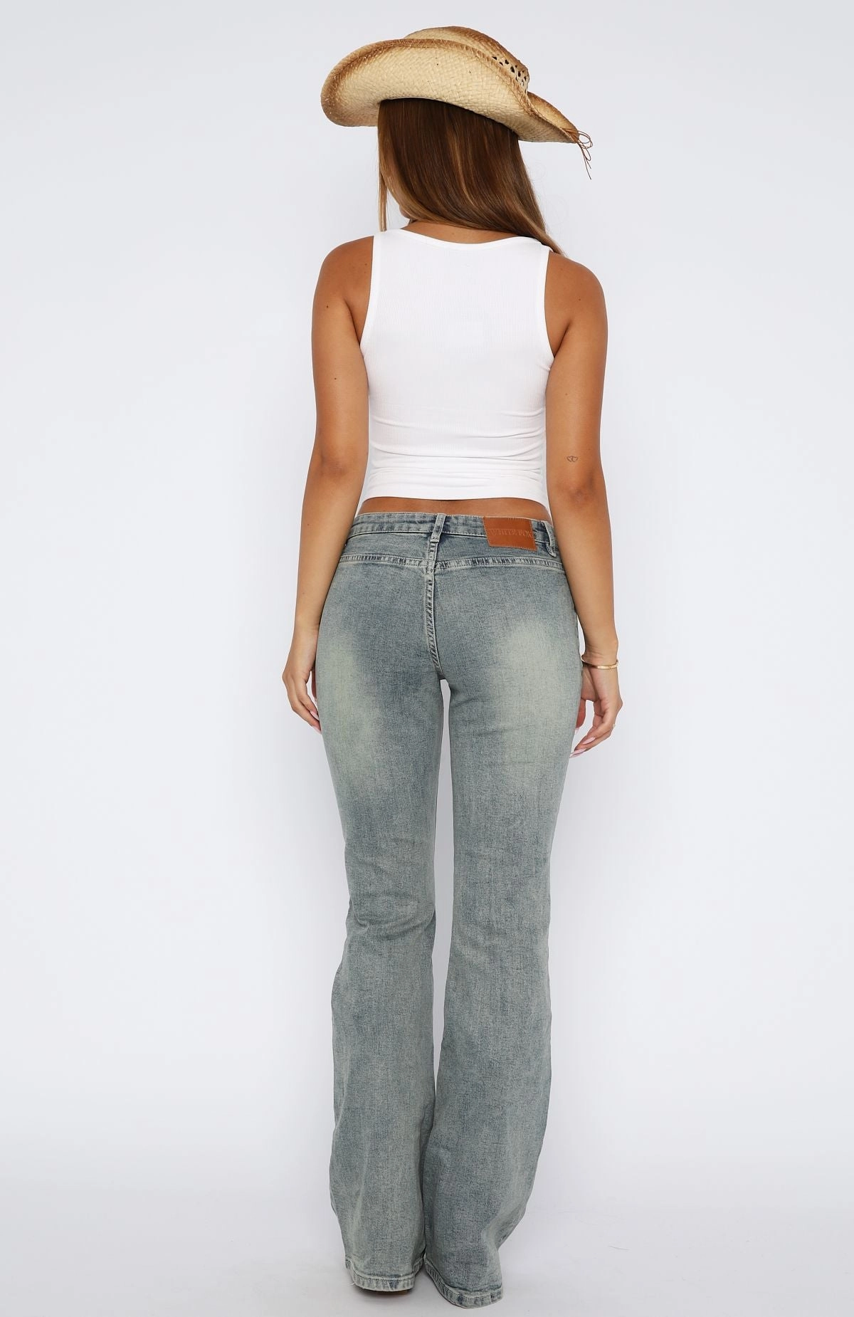 Timeless Design Classic Weekend Getaway Original Trendsetter Low Rise Flare Jeans Brown Blue