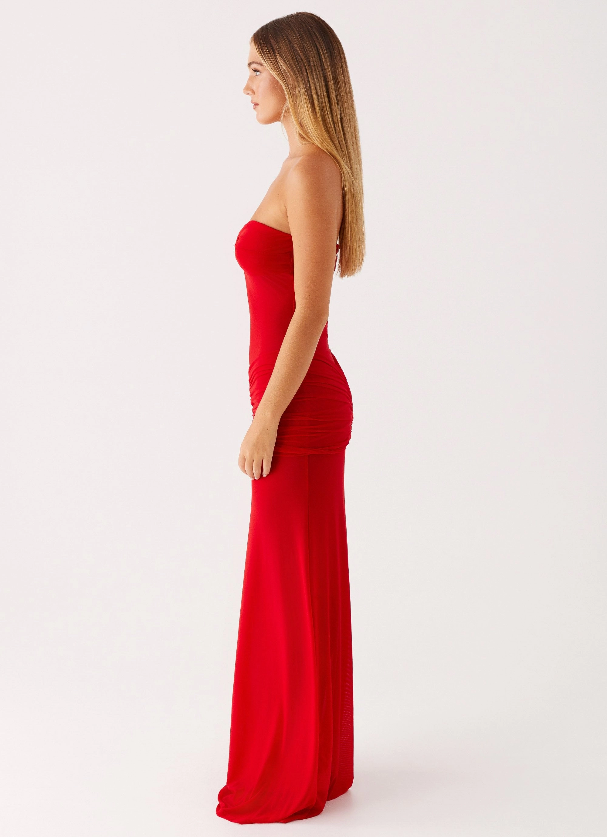 Work Option Neutral Feel Ottilie Mesh Maxi Dress - Red