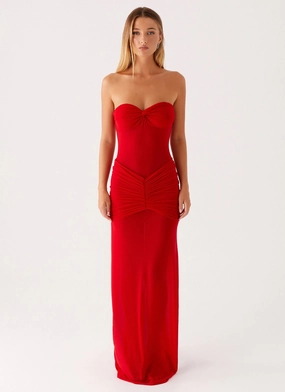 Office Classic Timeless Waist Ottilie Mesh Maxi Dress - Red