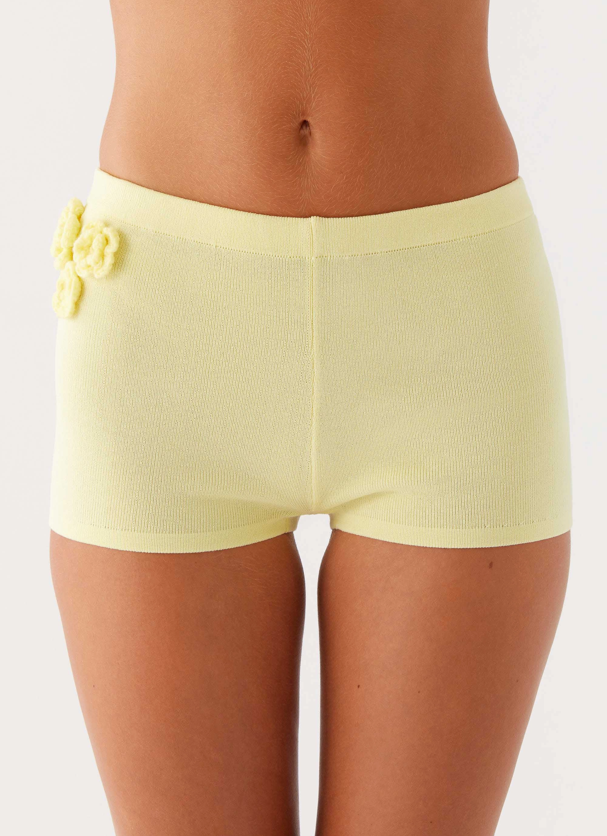 Office Attire Aliah Knit Shorts - Yellow