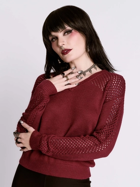 Oxblood Fishnet Sweater Living room