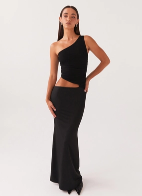 Seranella One Shoulder Maxi Dress - Black Style Blend Work Option