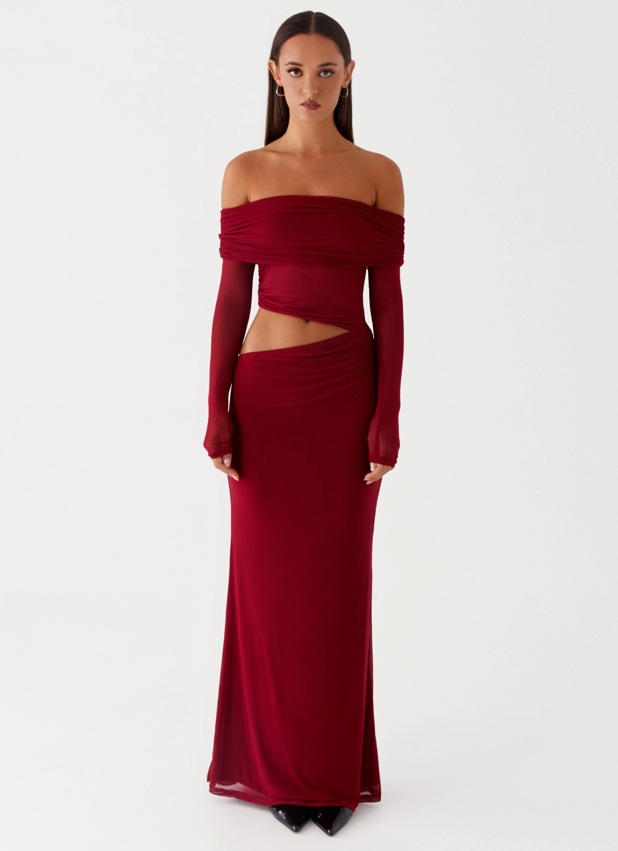 All-Day Wear Breathable fabric Emery Maxi Dress - Cherry Red
