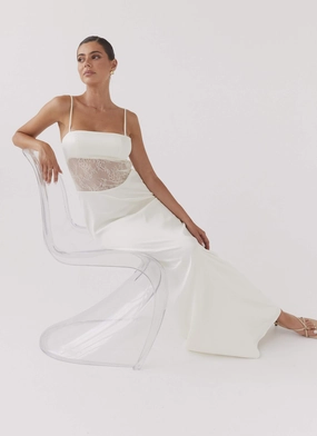 Zip Closure Palais Royale Lace Maxi Dress - Antique