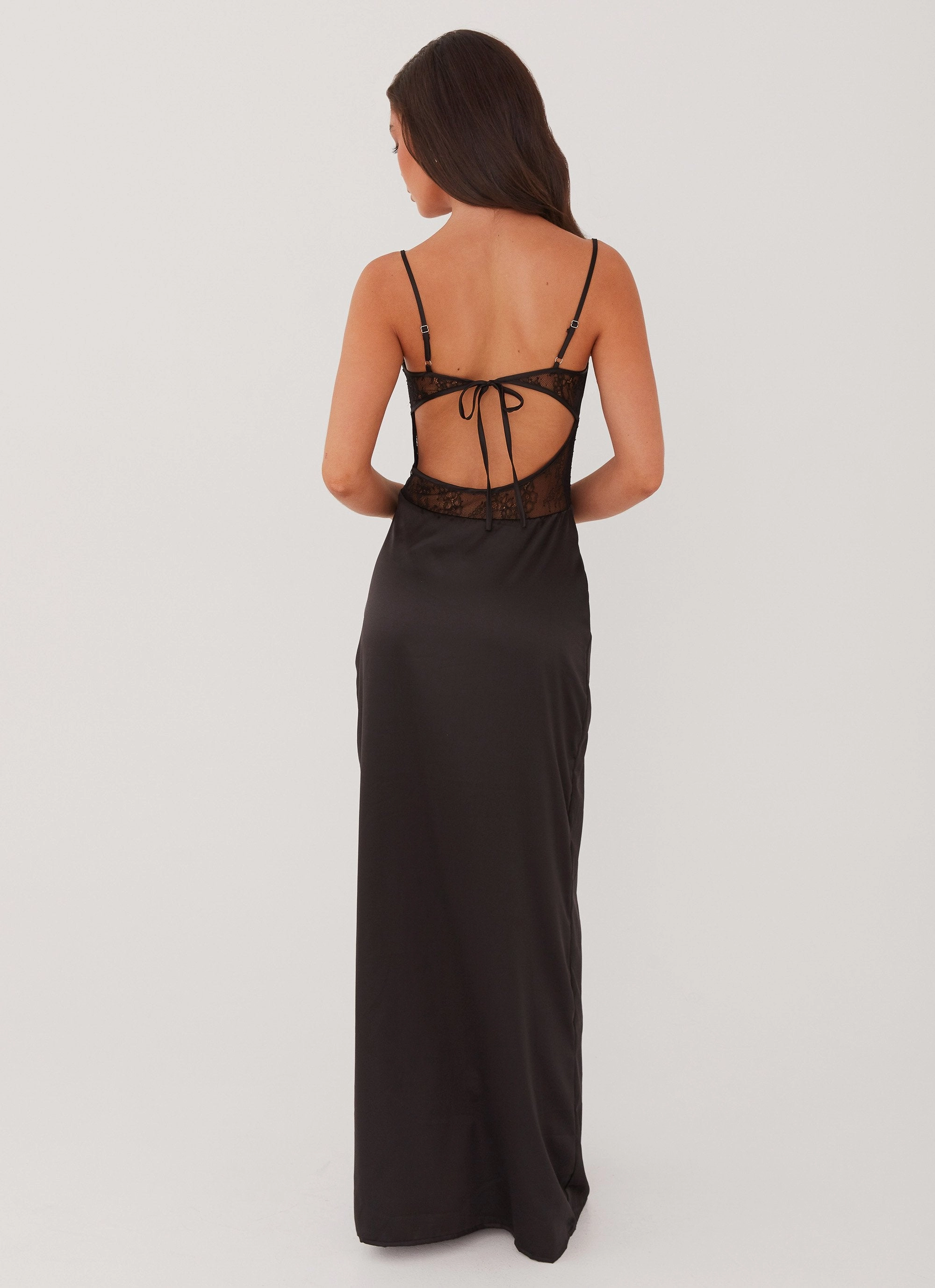 Tiered-Skirt Multipurpose Palais Royale Lace Maxi Dress - Black