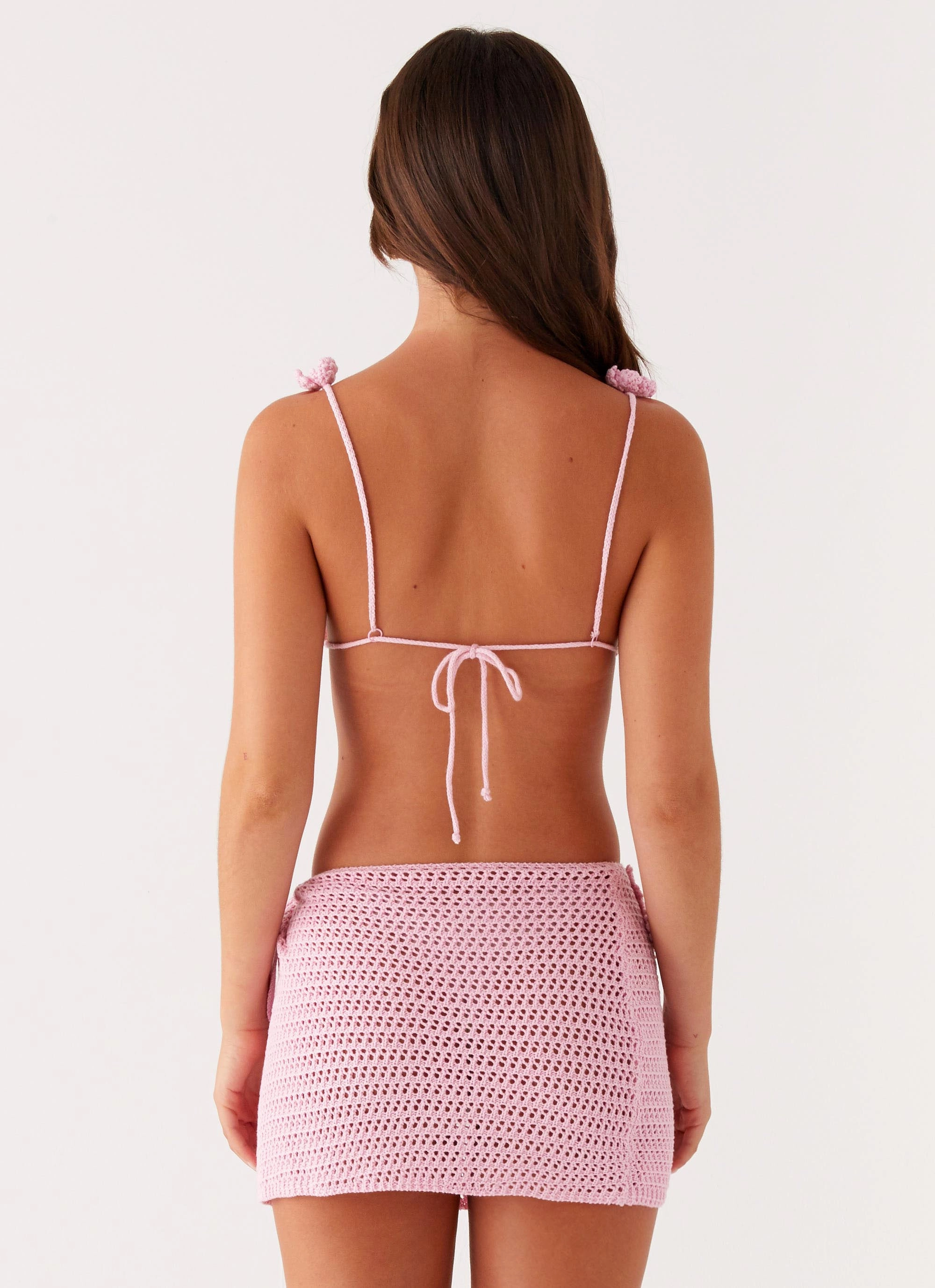 Palazzo Crochet Wrap Skirt - Pink Visual Outfit Odor control