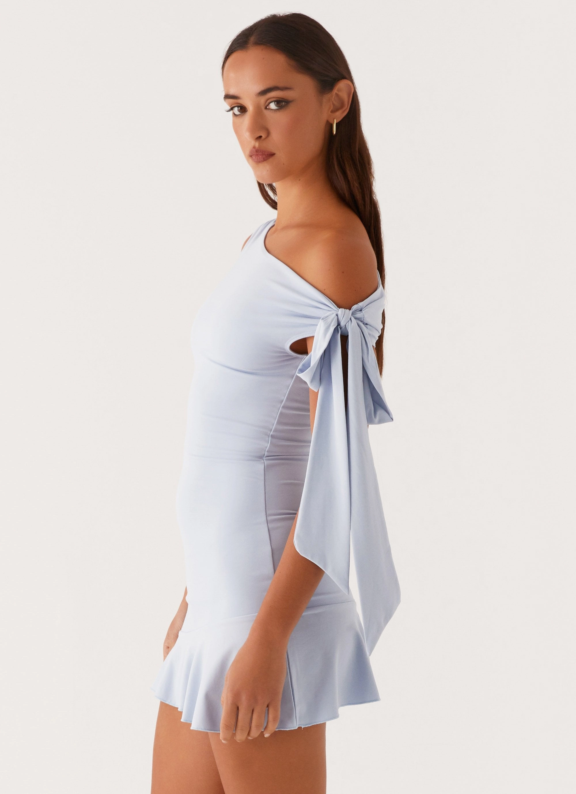 Palm House Mini Dress - Blue Pure Elegance Calm Silhouette