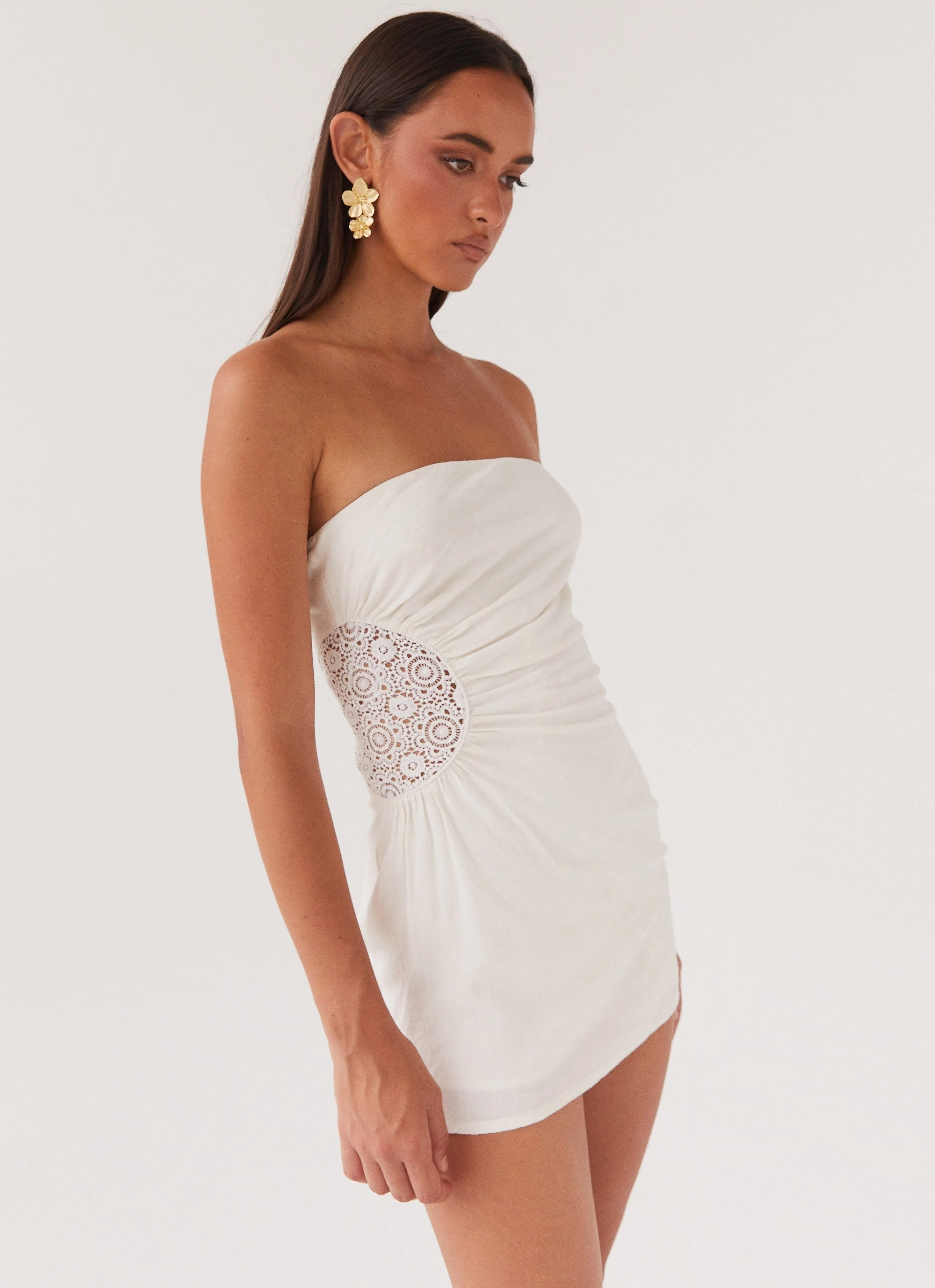 Palm Island Tube Mini Dress - White Date-Night