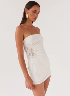 Palm Island Tube Mini Dress - White Date-Night