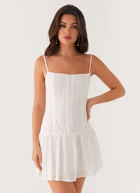 Palm Springs Mini Dress - White Button Accent Fresh Look