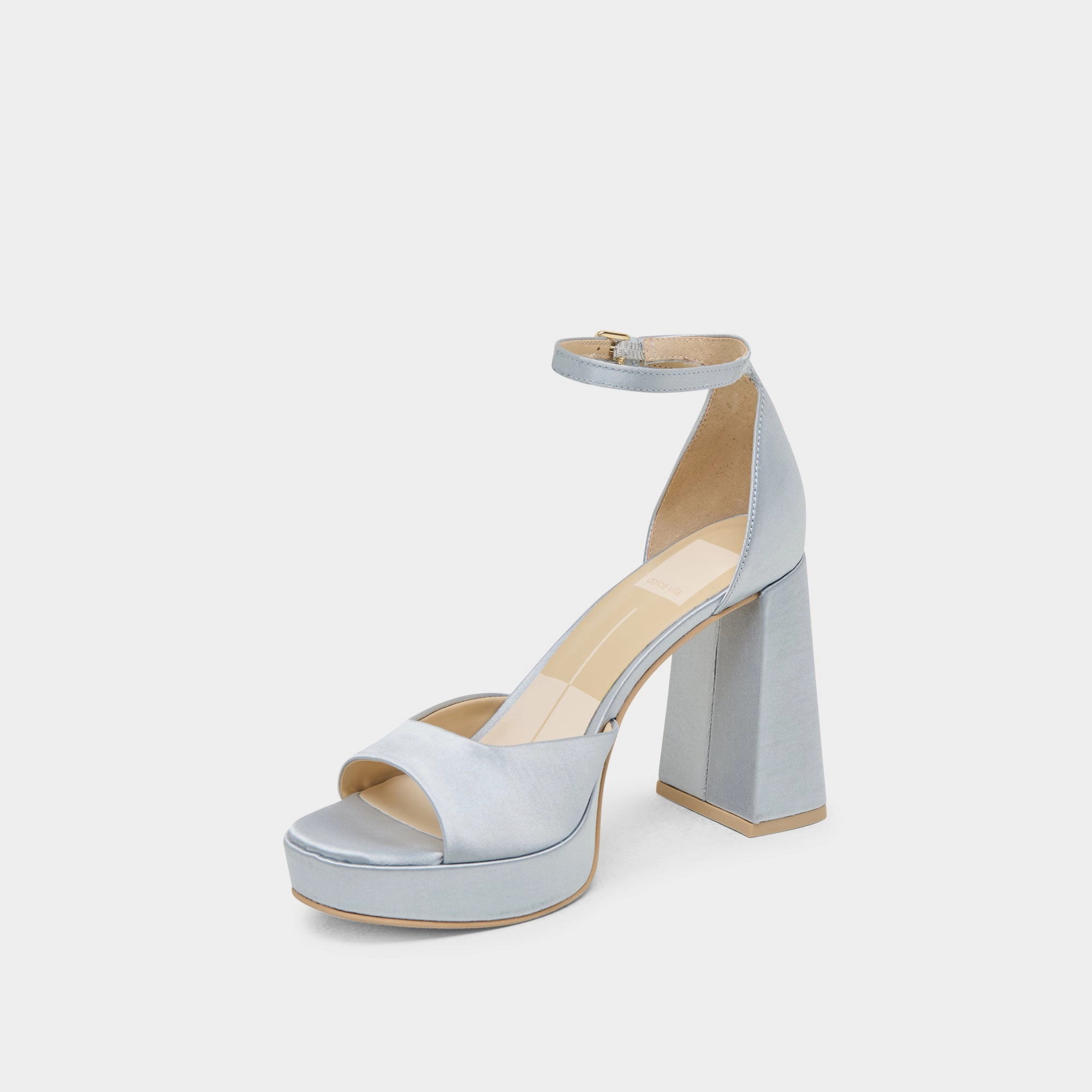 Music Show Ankle Strap PANDRO HEELS LIGHT BLUE SATIN