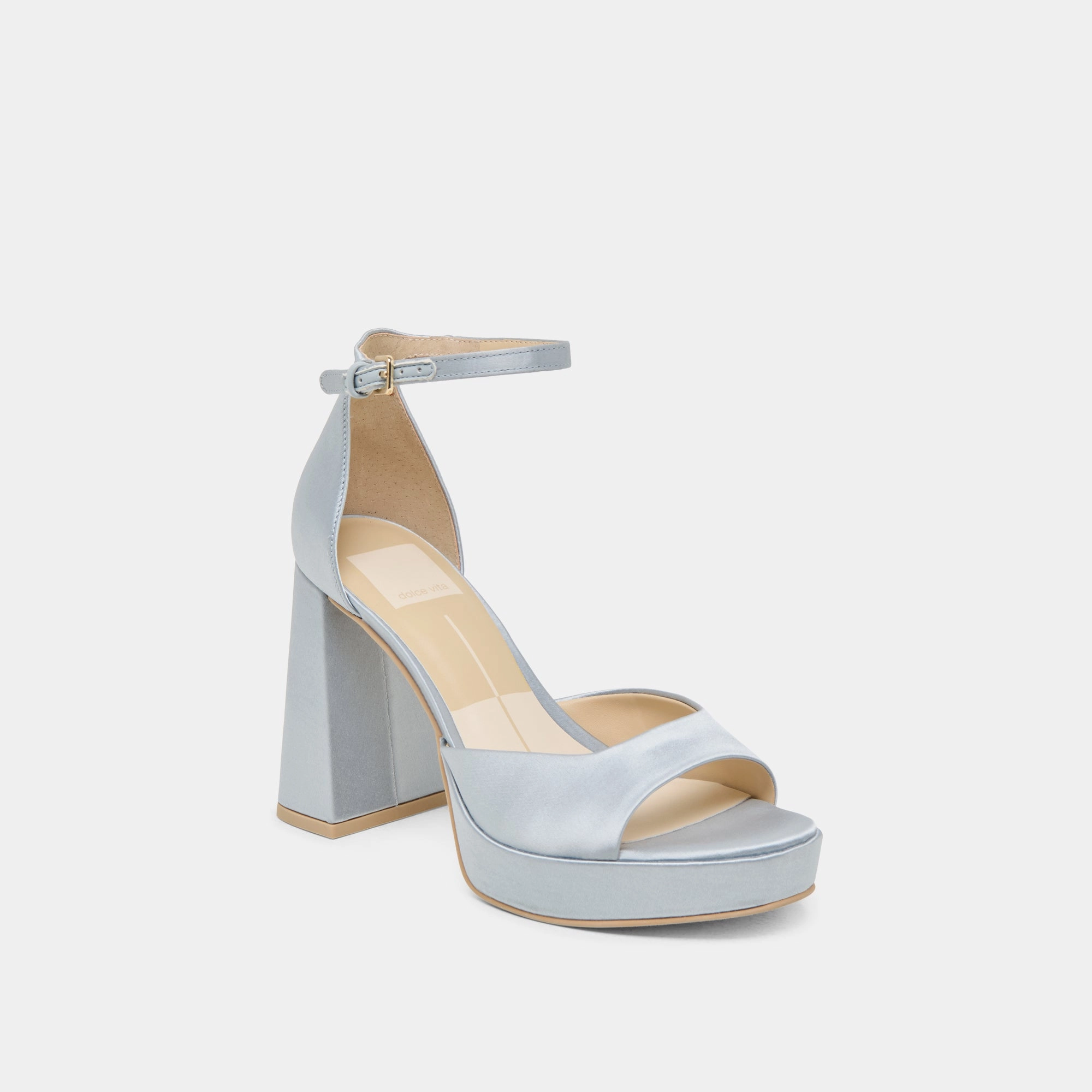 Pose Ready PANDRO HEELS LIGHT BLUE SATIN