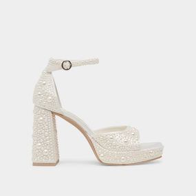 Flawless Fit PANDRO PEARL HEELS TRUE WHITE SATIN