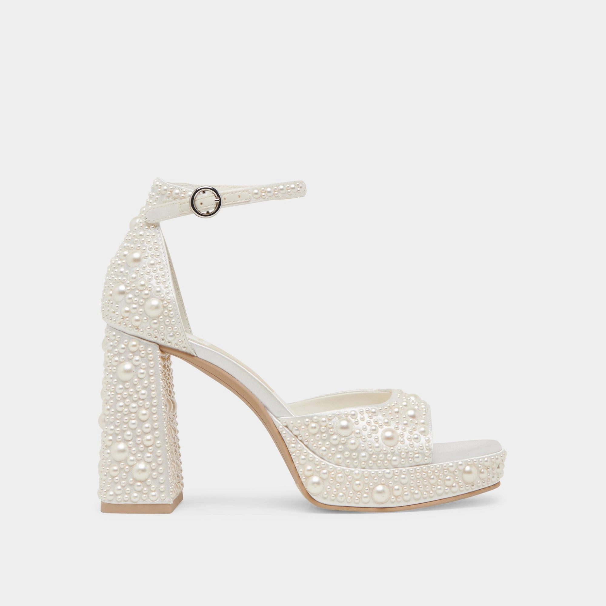 Final Pick fun vibe PANDRO PEARL WIDE HEELS TRUE WHITE SATIN