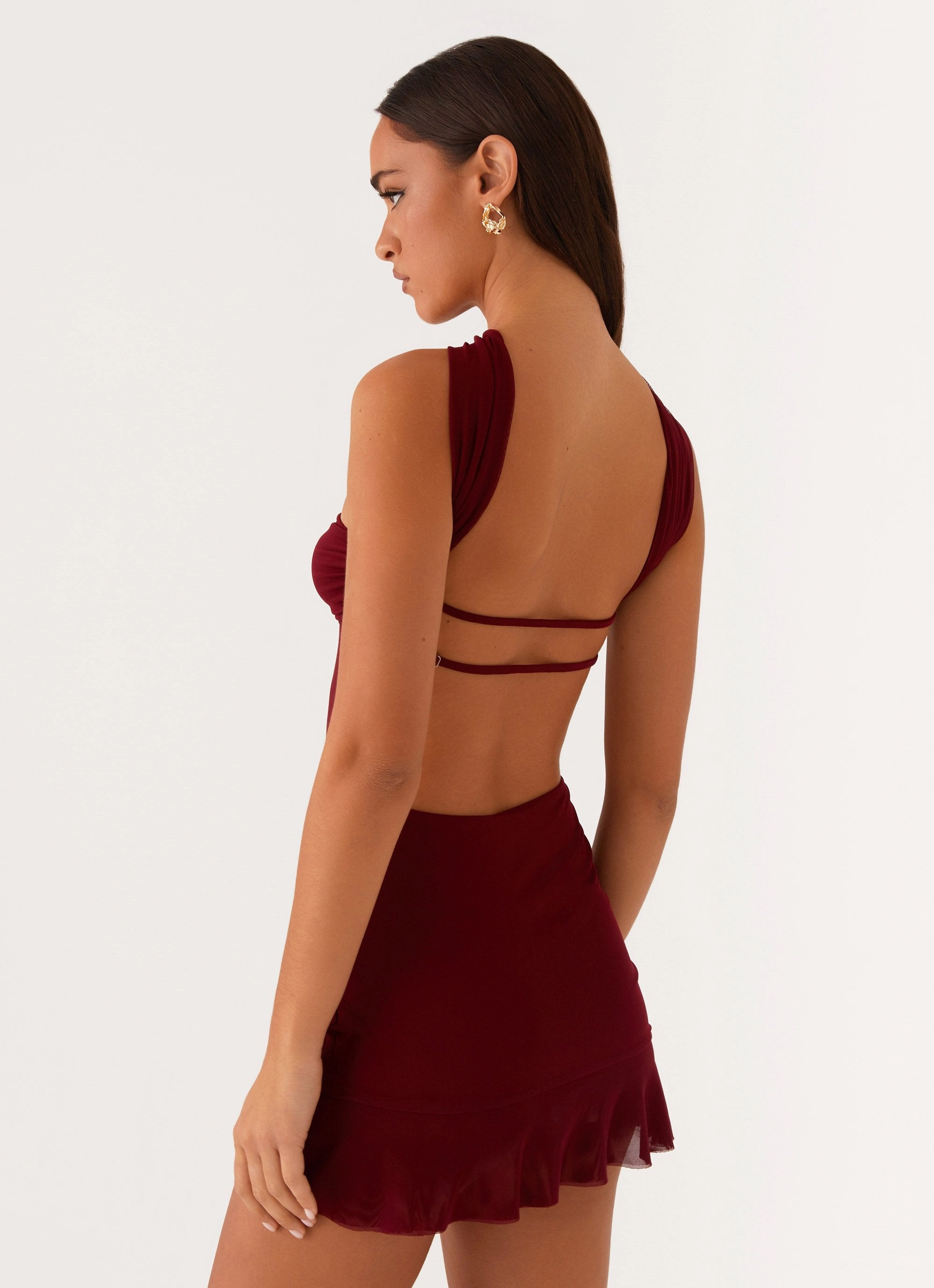 Retro Mood Pari Open Back Mini Dress - Mulberry