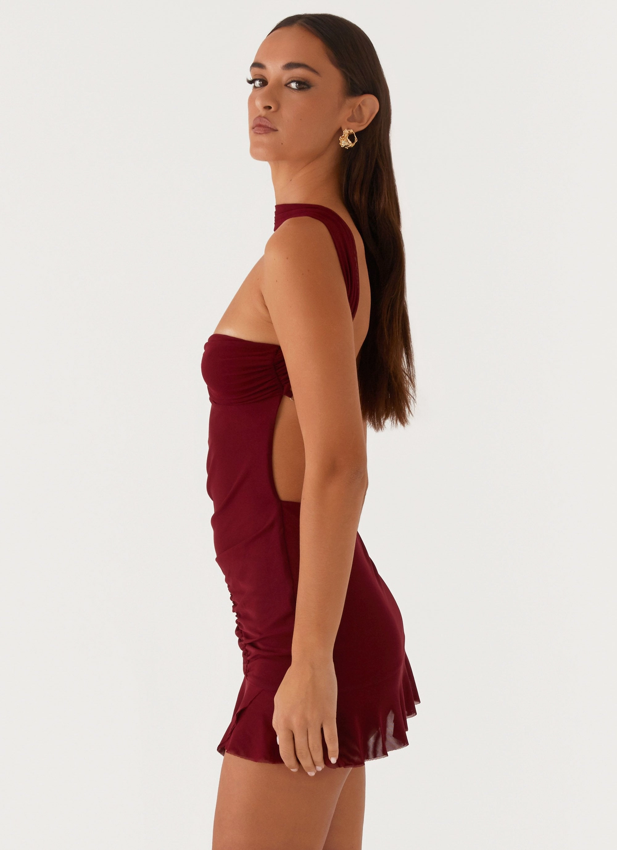 Pari Open Back Mini Dress - Mulberry Move Free Warm Season