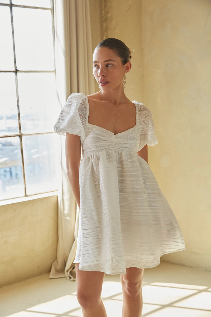 Parisa Puff Sleeve Babydoll Mini Dress All Gender Fit