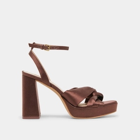 Platform Heel Premium Footwear PARLO HEELS MID BROWN SATIN
