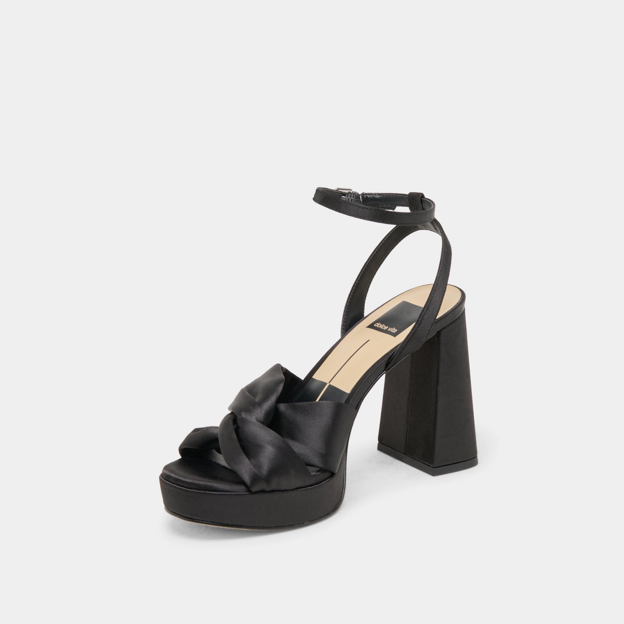 PARLO HEELS ONYX SATIN Power Glam