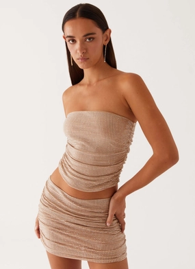 Fall Favorite Smart Edge Brightside Rhinestone Mini Skirt - Silver