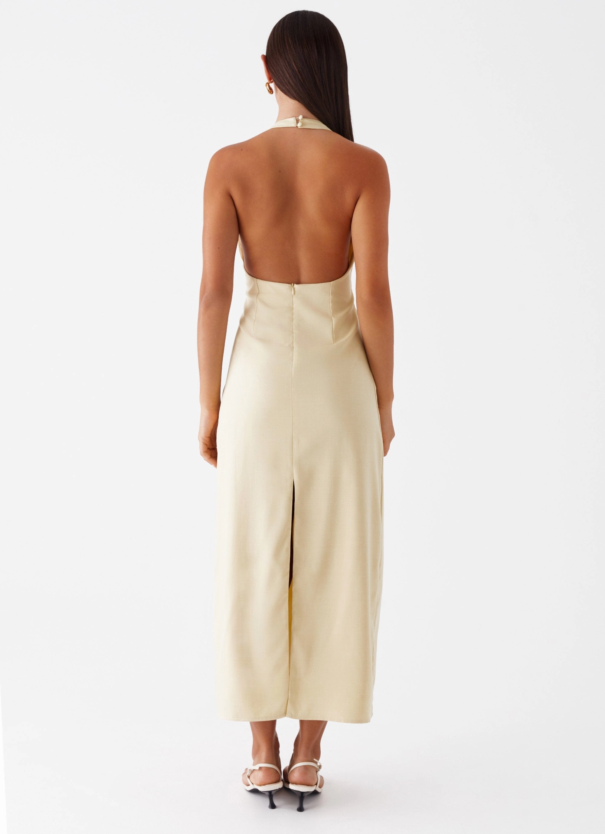 Bright Mood Satin Finish Anita Maxi Dress - Yellow