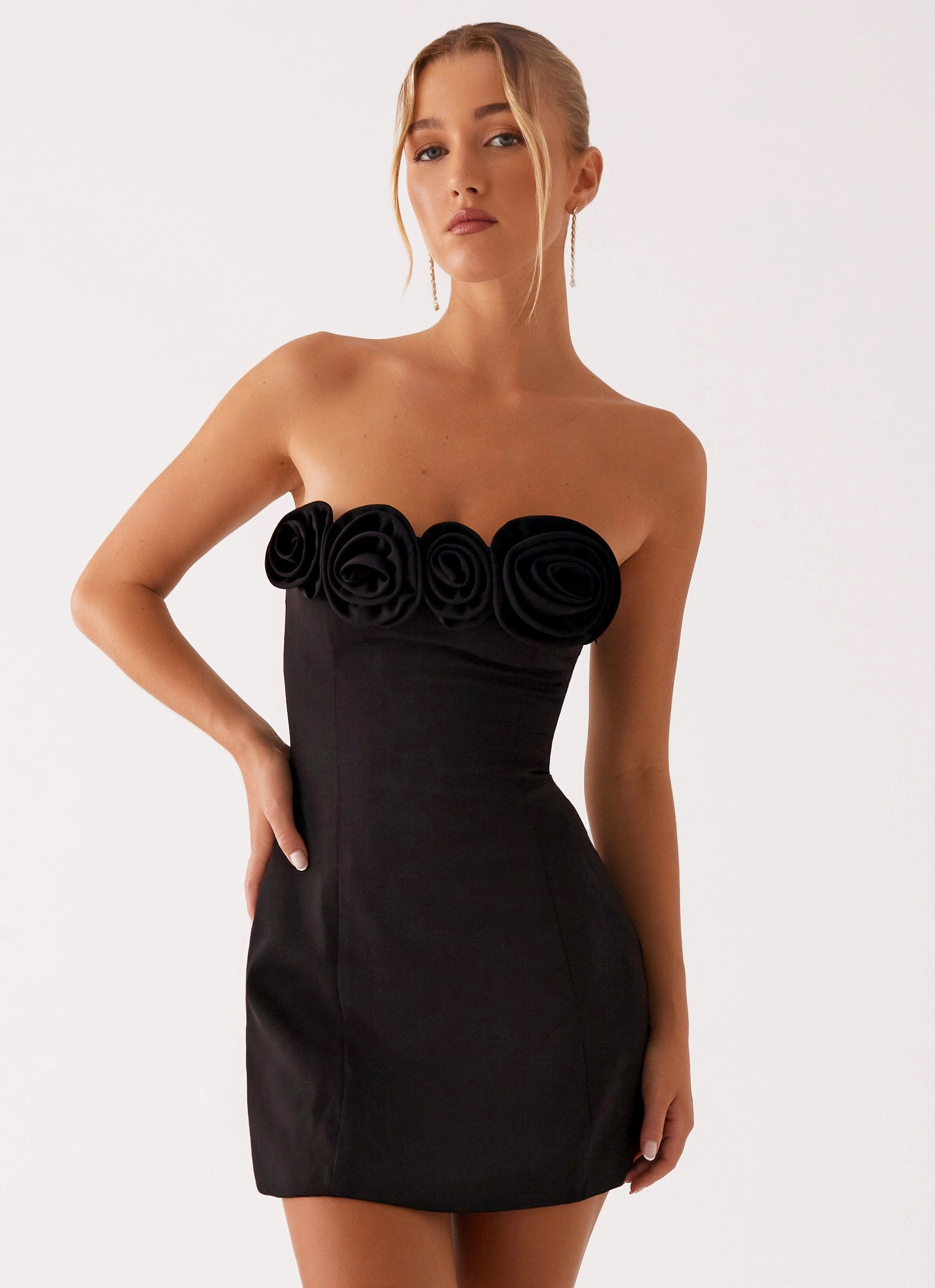 Patsie Strapless Mini Dress - Black Crisp Finish Chic Ensemble