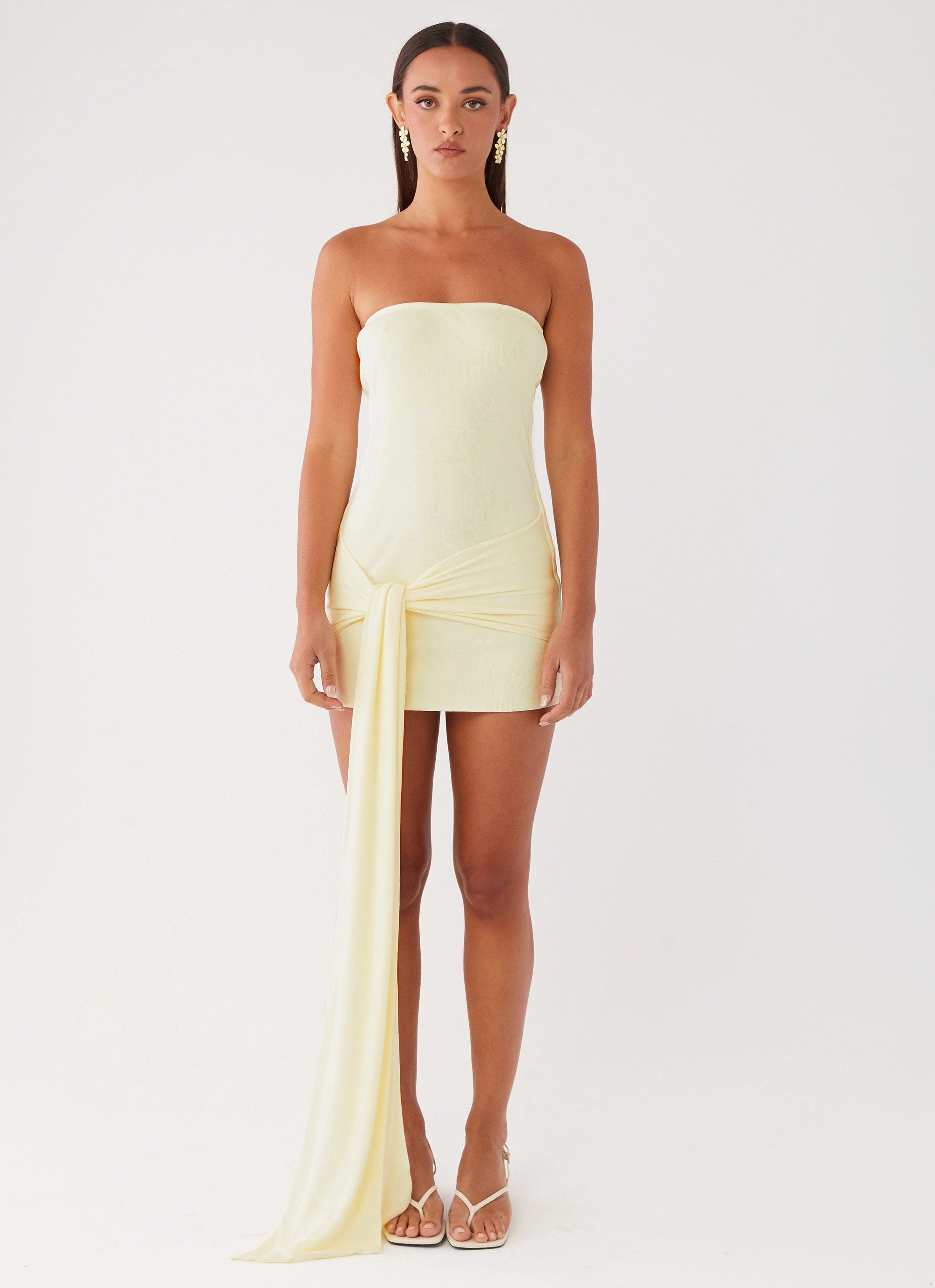 Eternal Gaze Strapless Wrap Mini Dress - Ivory Modern Waist