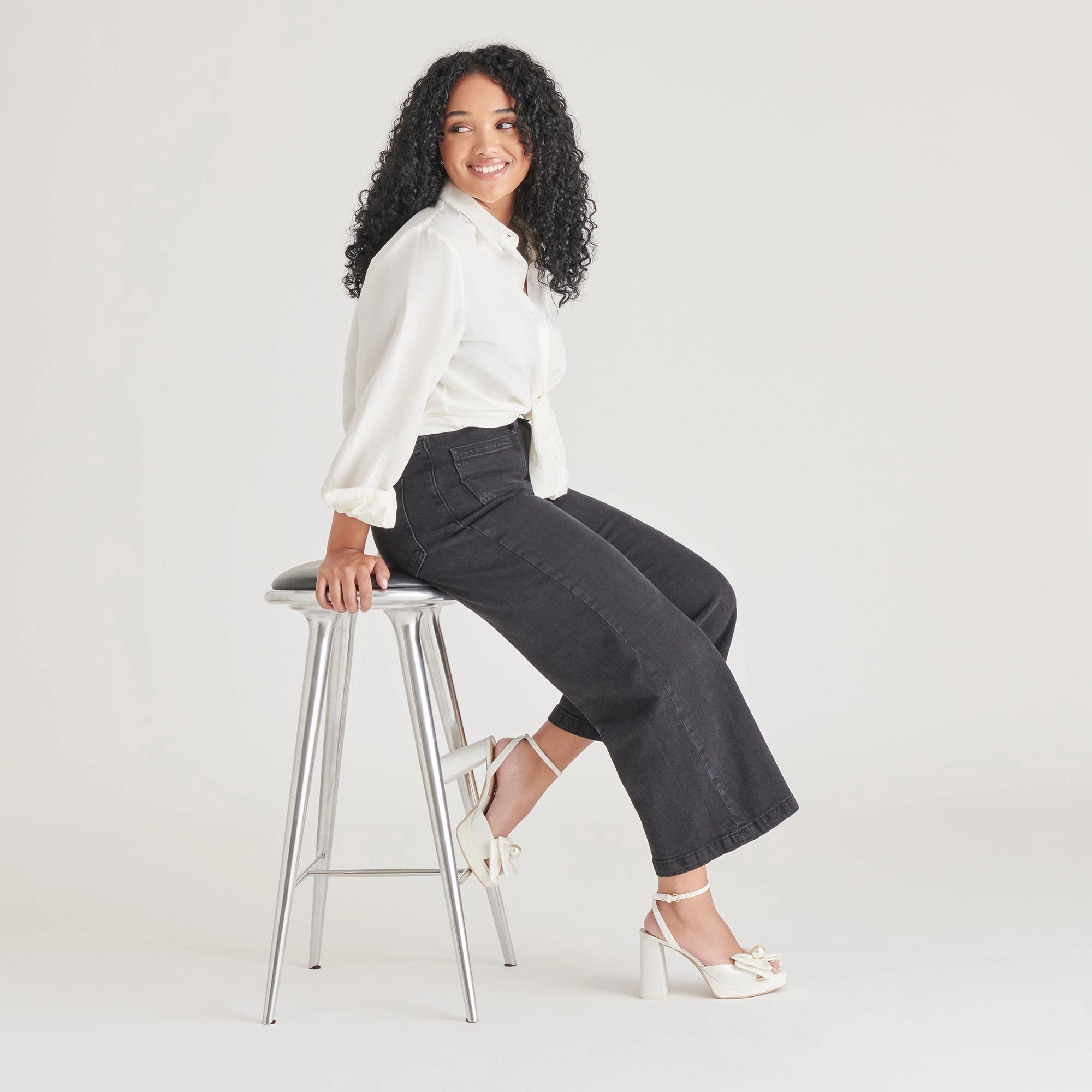 PATTON HEELS IVORY SATIN Glamorous Pumps Platform Lift