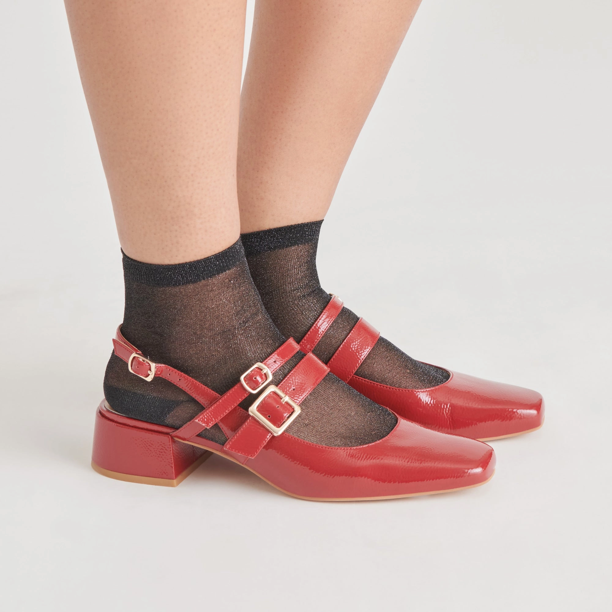 PATZY HEELS CRIMSON CRINKLE PATENT LEATHER Plus Curve
