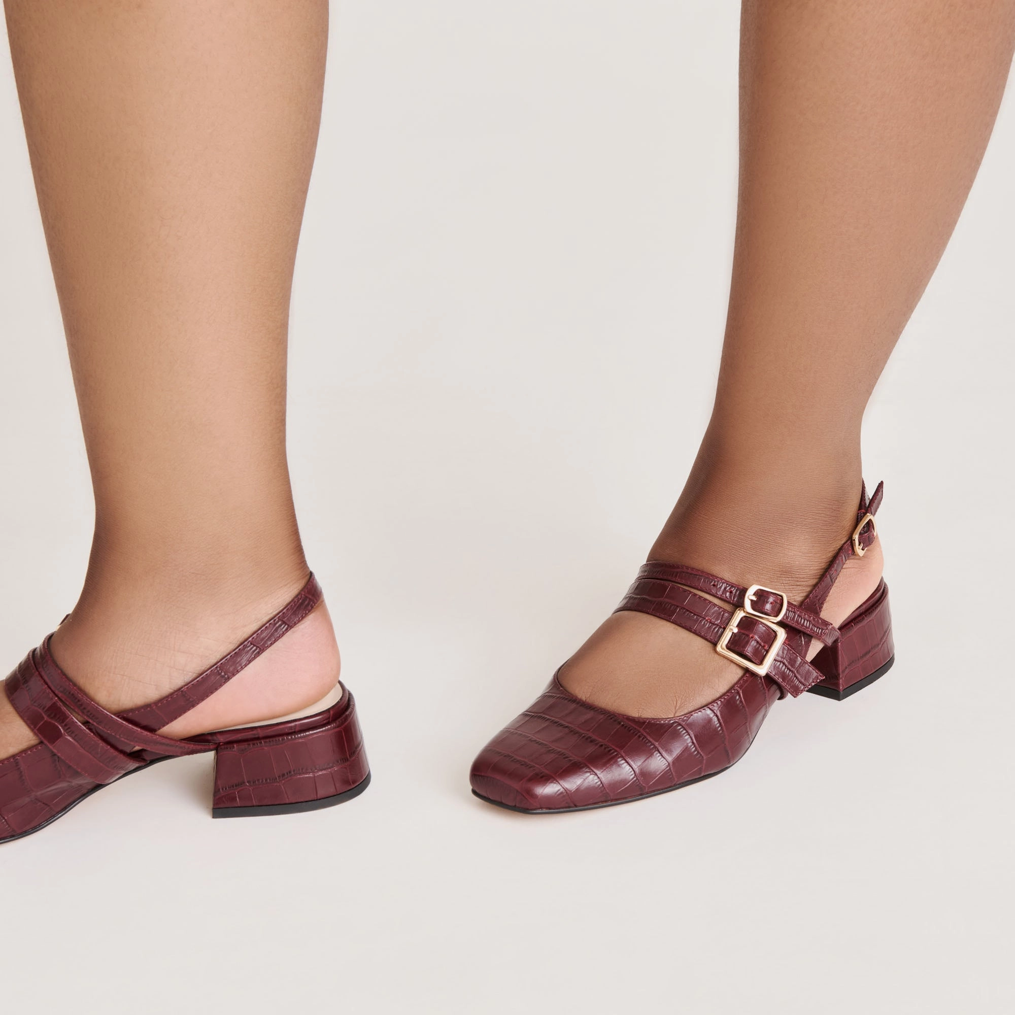 PATZY HEELS OXBLOOD EMBOSSED LEATHER Arch Lift