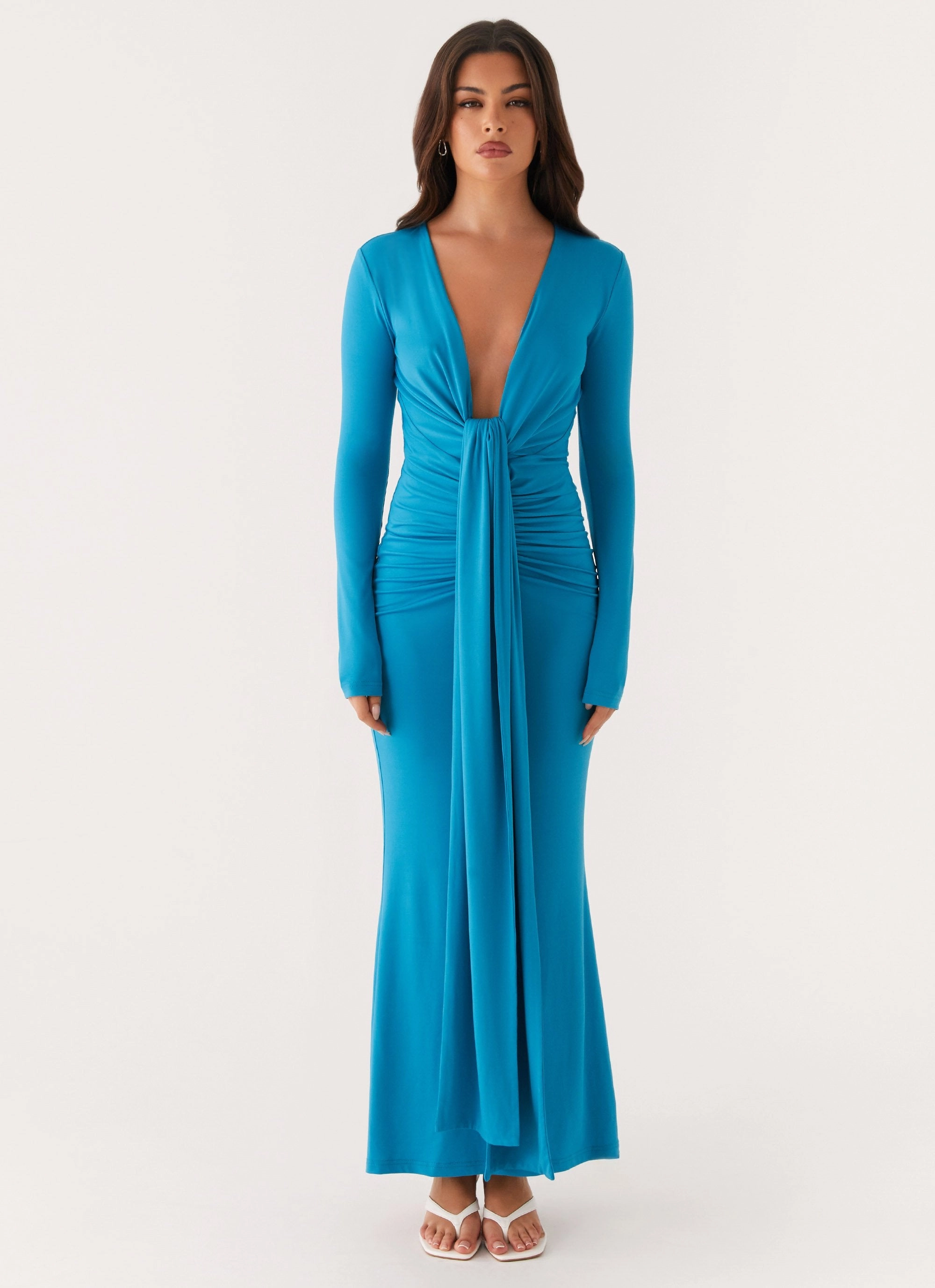 Miesha Long Sleeve Maxi Dress - Blue Countryside-Style Comfortable texture