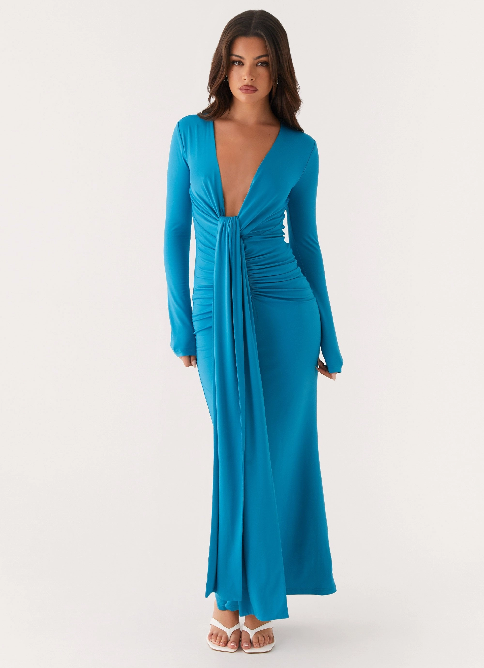 Miesha Long Sleeve Maxi Dress - Blue Soft Structure