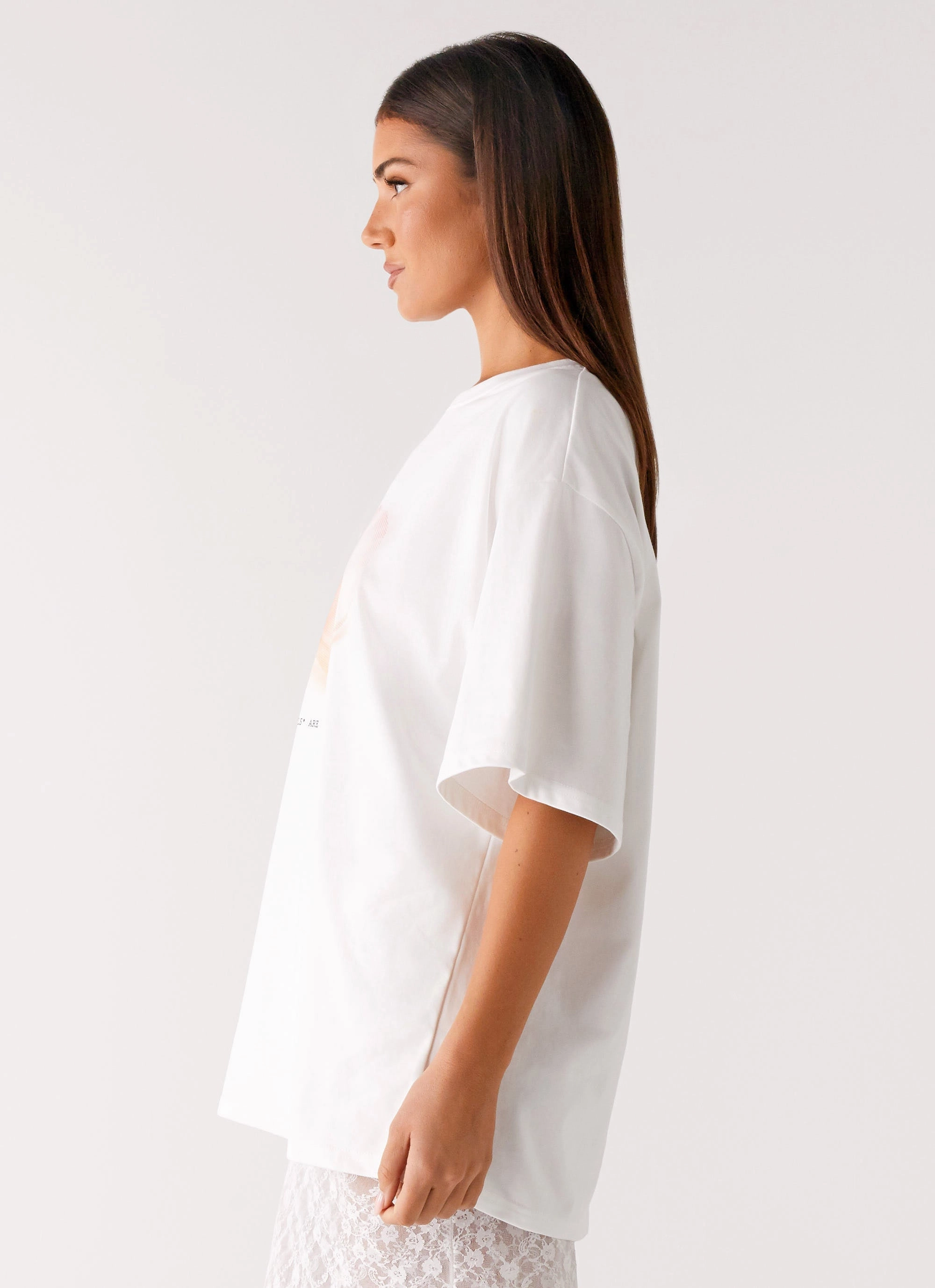 Active Wear Pearl Oversized Tee - White
