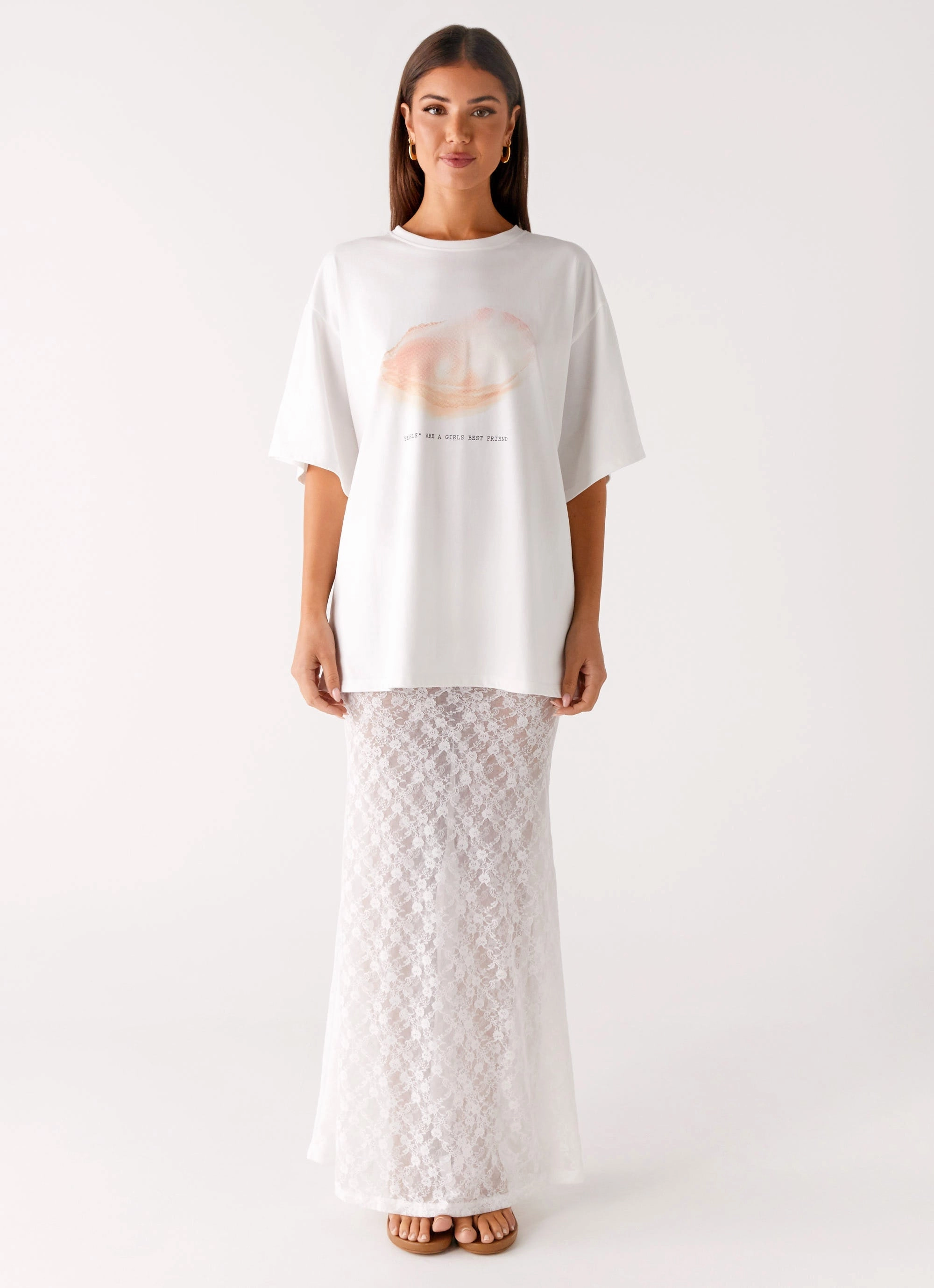 Pearl Oversized Tee - White Sublimation Resistant Fabric Casual Layer Look