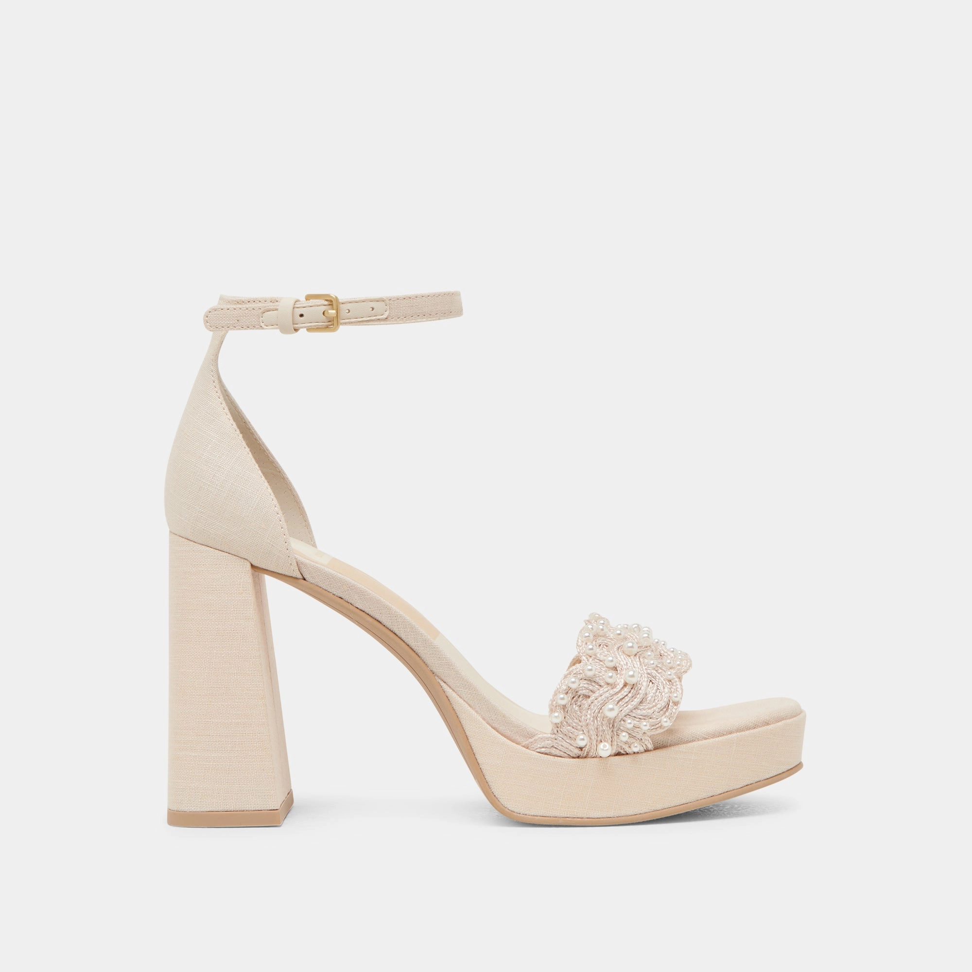 Refined Style PELTIN PEARL HEELS VANILLA WOVEN RAFFIA