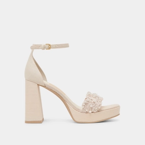Refined Style PELTIN PEARL HEELS VANILLA WOVEN RAFFIA