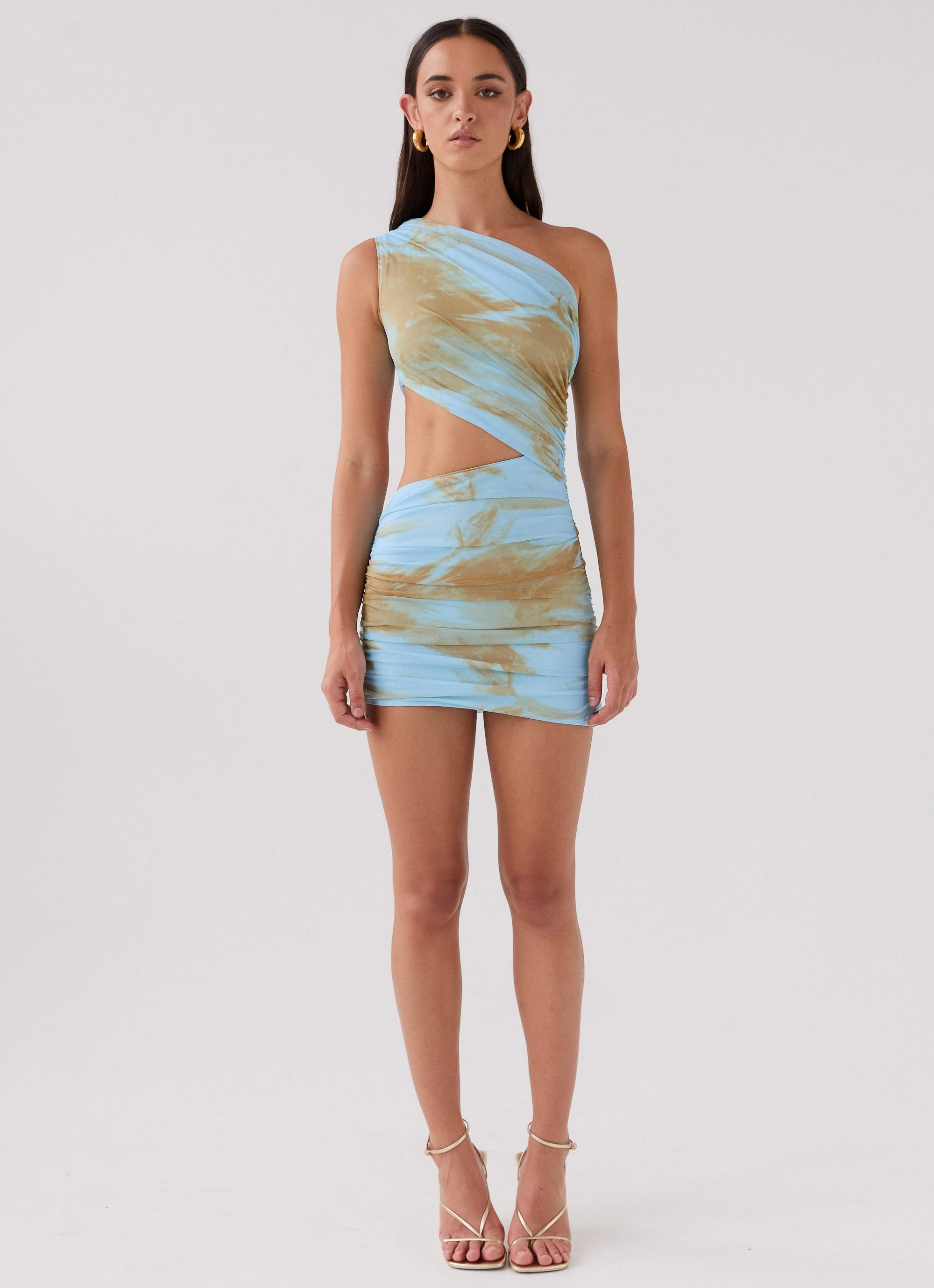 Linen Chic Lace-Sleeve Addie Mini Dress - Stardust