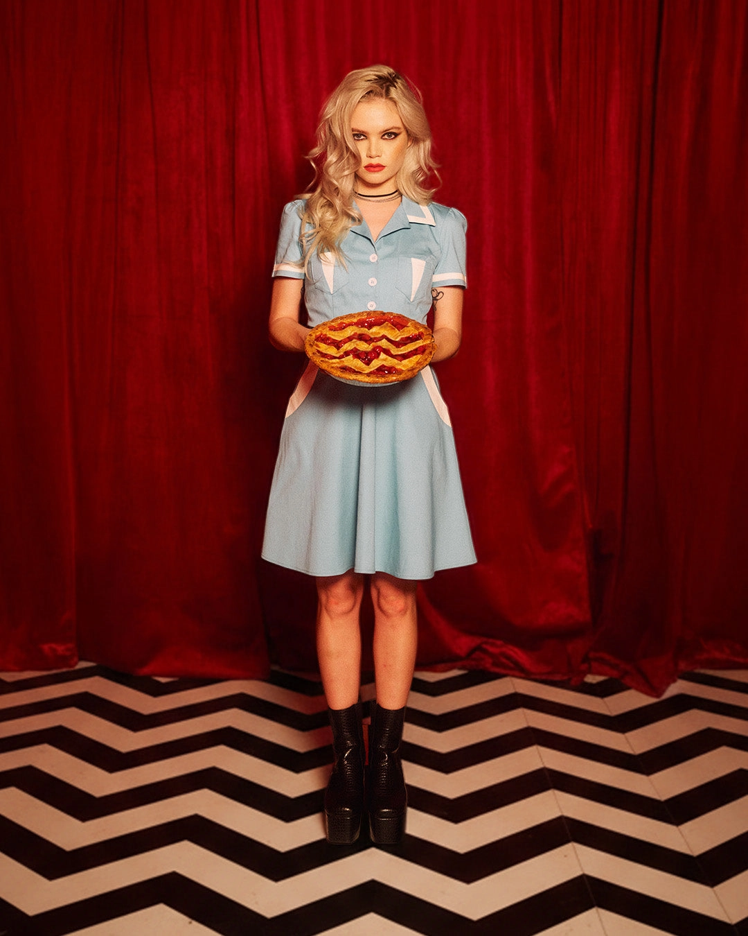 Flattering Shape Design Street Elegance Black Lodge Waitress Dress