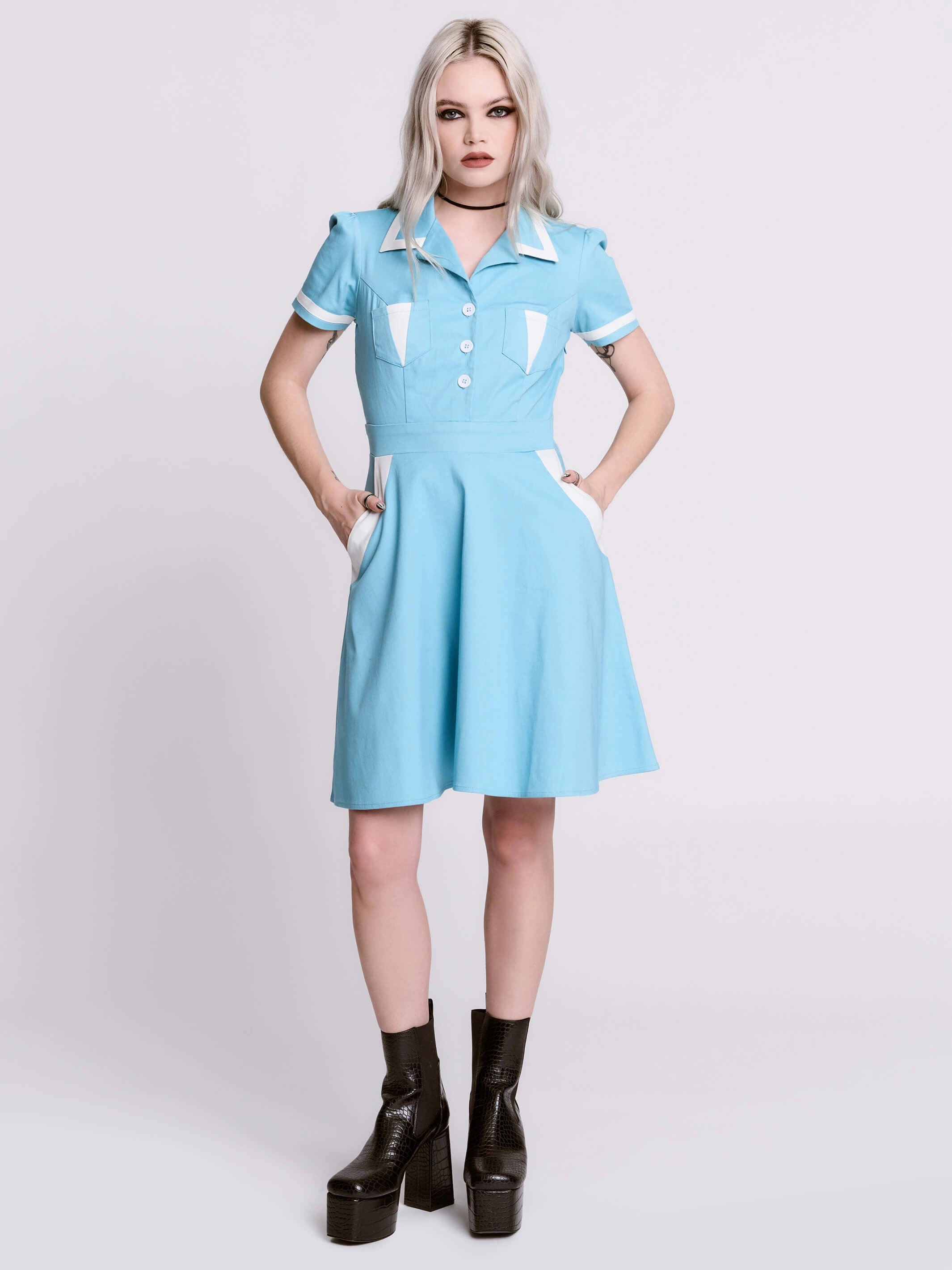Black Lodge Waitress Dress Tailored Elegance Day Outfit