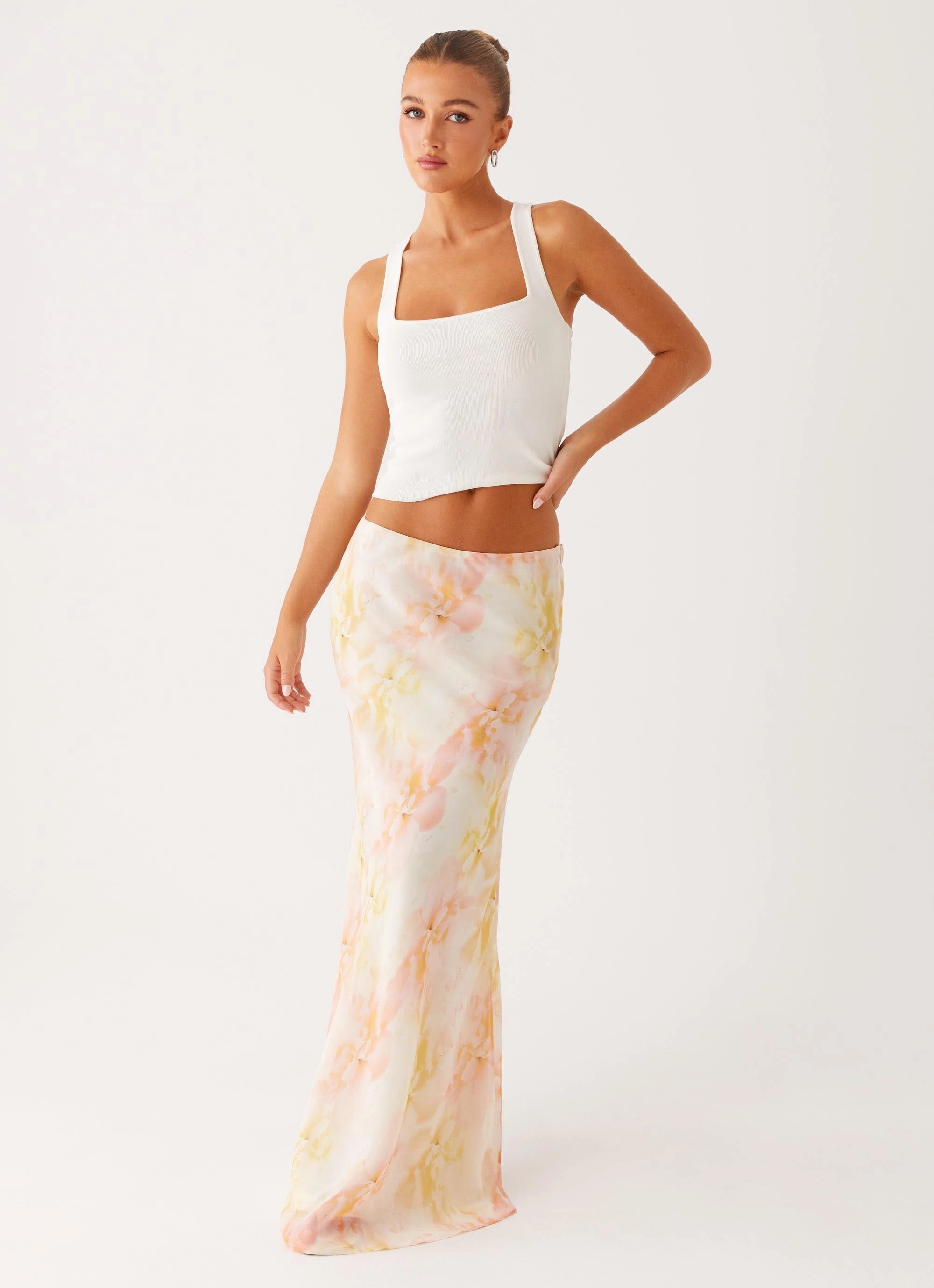 Adjustable Ties Harlow Chiffon Maxi Skirt - Floral Print